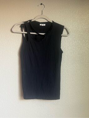LNA Black Sleeveless Tank with Asymmetric Straps